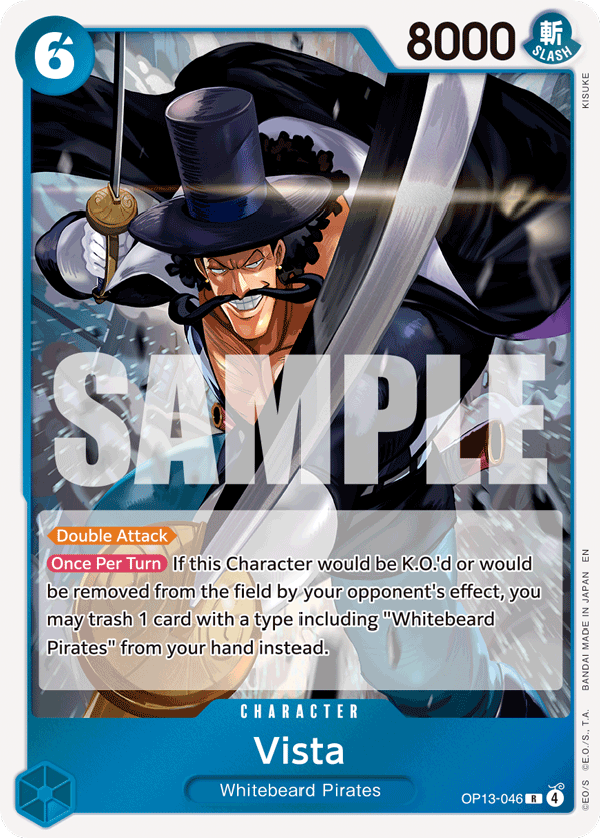 Vista OP13-046, the R printing from OP-13 of the One Piece Card Game