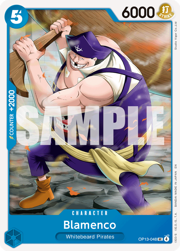 Blamenco OP13-048, the UC printing from OP-13 of the One Piece Card Game