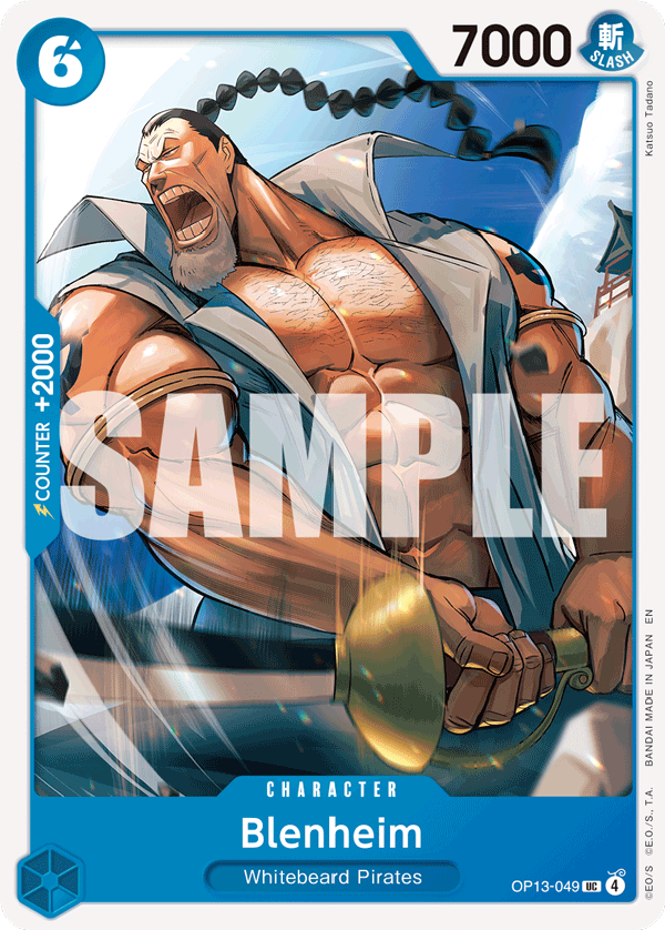 Blenheim OP13-049, the UC printing from OP-13 of the One Piece Card Game