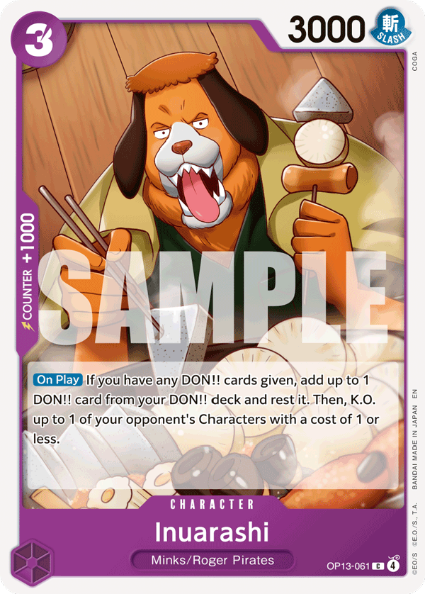Inuarashi OP13-061, the C printing from OP-13 of the One Piece Card Game