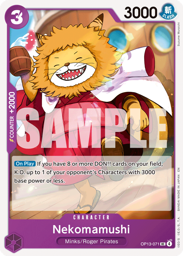 Nekomamushi OP13-071, the UC printing from OP-13 of the One Piece Card Game