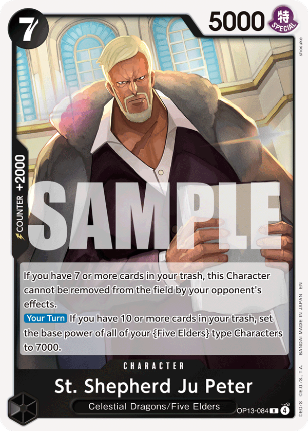 St. Shepherd Ju Peter OP13-084, the R printing from OP-13 of the One Piece Card Game