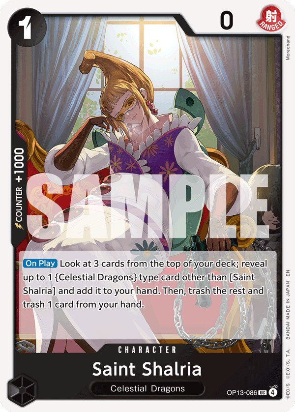 Saint Shalria OP13-086, the UC printing from OP-13 of the One Piece Card Game