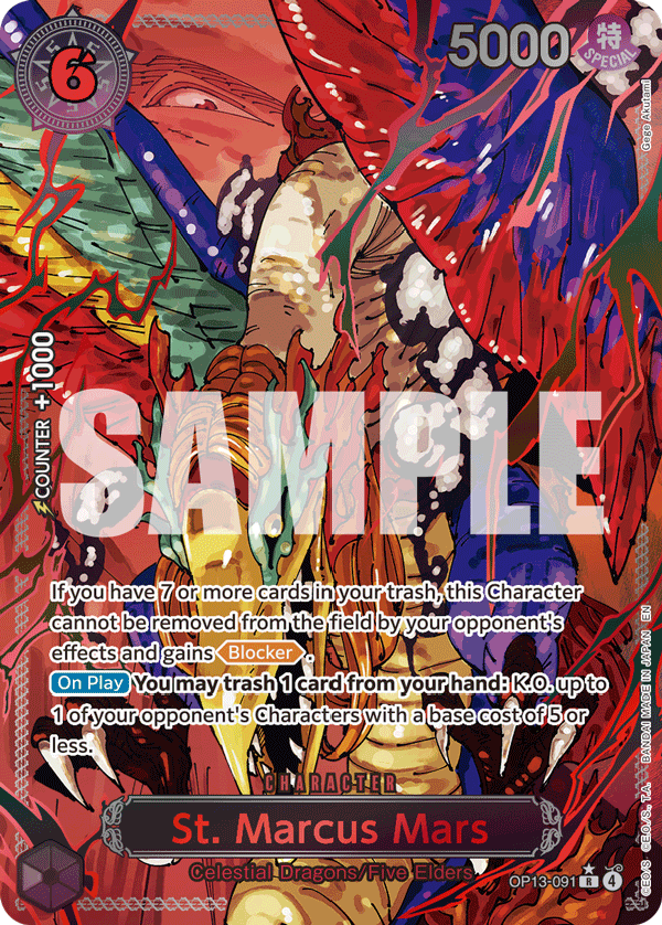 St. Marcus Mars OP13-091, the R printing from OP-13 of the One Piece Card Game