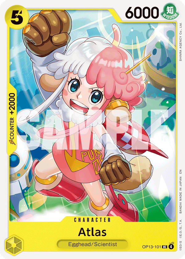 Atlas OP13-101, the UC printing from OP-13 of the One Piece Card Game