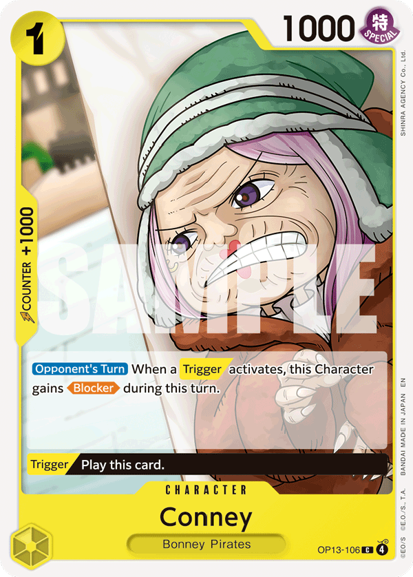 Conney OP13-106, the C printing from OP-13 of the One Piece Card Game