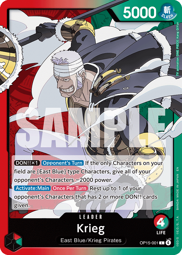 Krieg OP15-001, the L printing from OP-15 of the One Piece Card Game