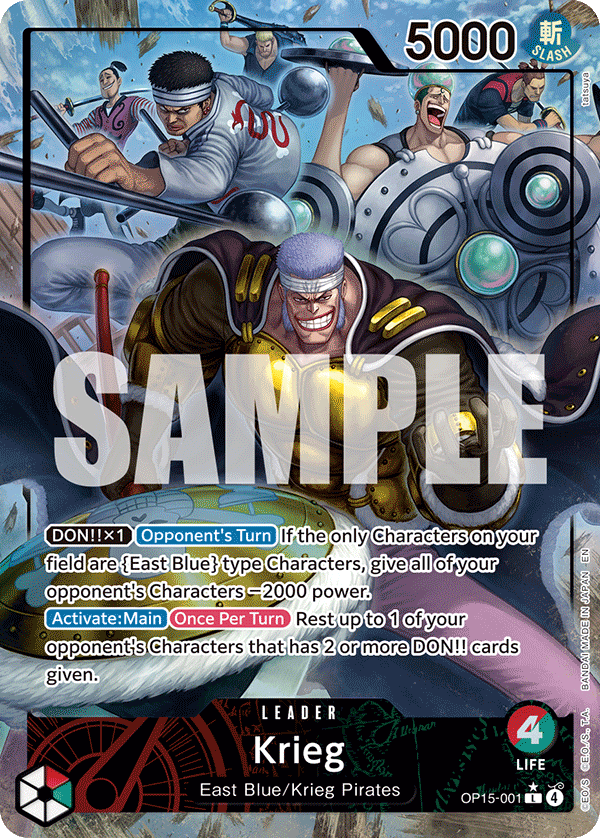 Krieg (OP15-001) OP15-001, the L printing from OP-15 of the One Piece Card Game