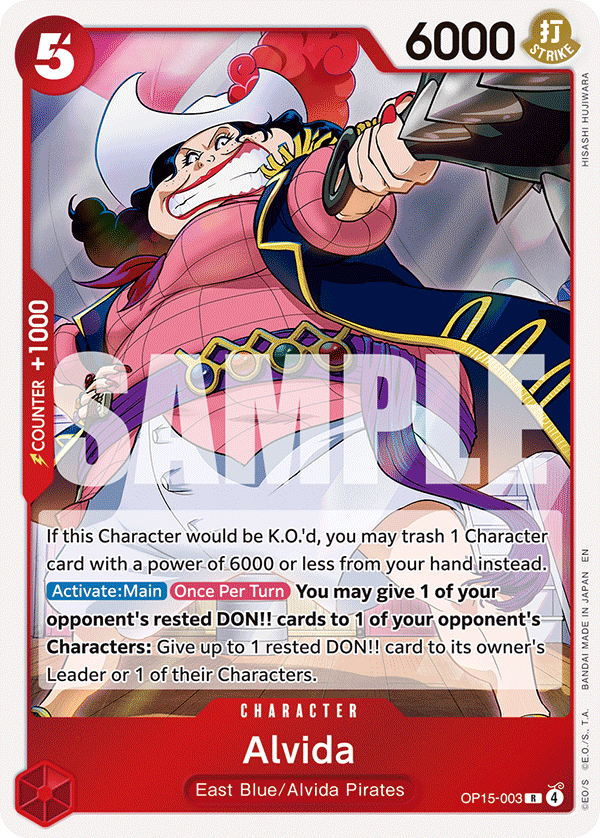 Alvida OP15-003, the R printing from OP-15 of the One Piece Card Game