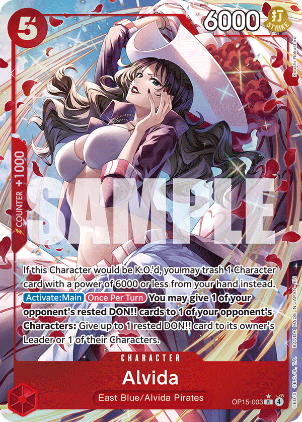 Alvida OP15-003, the R printing from OP-15 of the One Piece Card Game