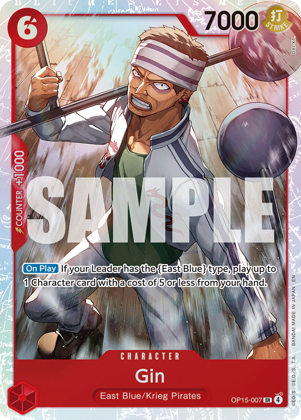 Gin OP15-007, the SR printing from OP-15 of the One Piece Card Game