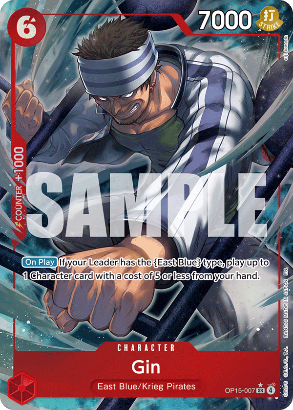 Gin OP15-007, the SR printing from OP-15 of the One Piece Card Game