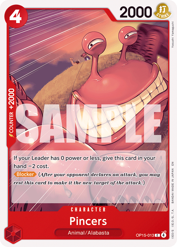 Pincers OP15-013, the C printing from OP-15 of the One Piece Card Game