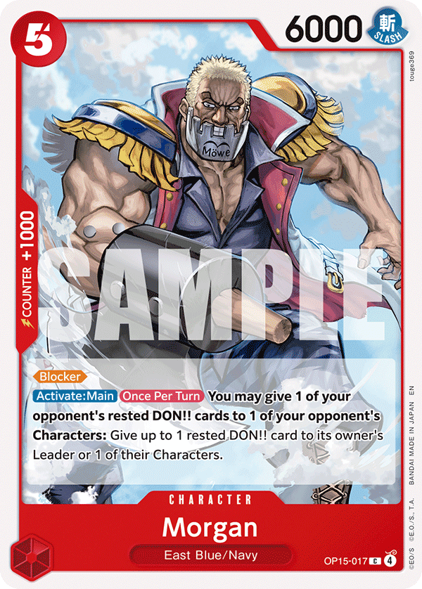 Morgan OP15-017, the C printing from OP-15 of the One Piece Card Game