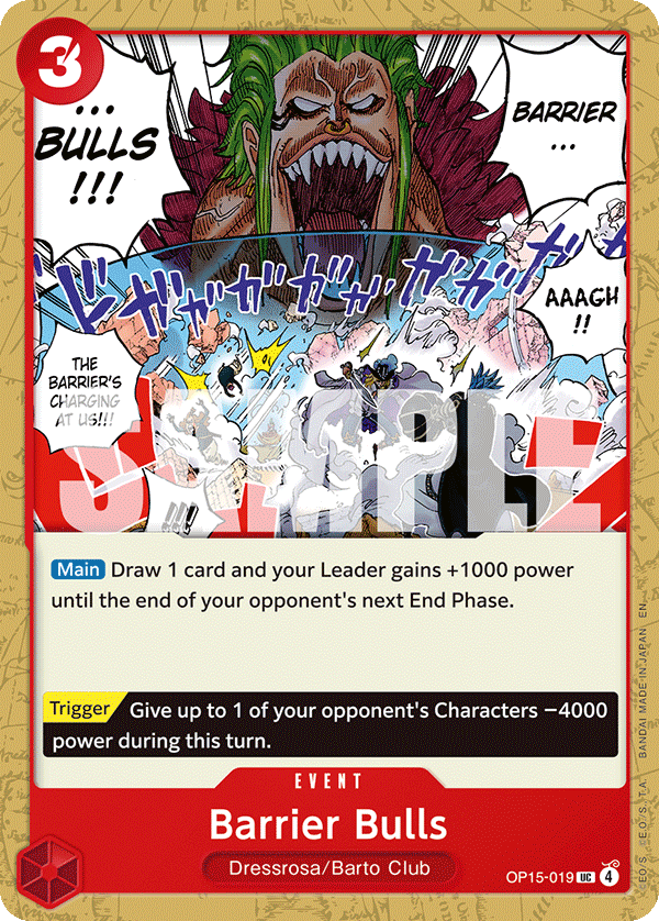 Barrier Bulls OP15-019, the UC printing from OP-15 of the One Piece Card Game