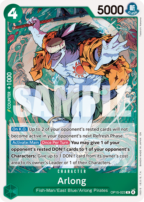 Arlong OP15-023, the R printing from OP-15 of the One Piece Card Game