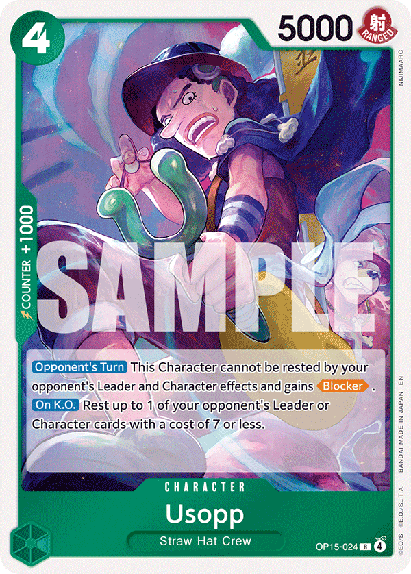 Usopp OP15-024, the R printing from OP-15 of the One Piece Card Game
