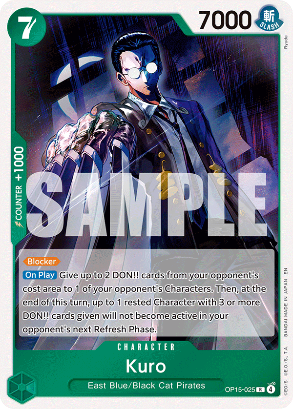 Kuro OP15-025, the R printing from OP-15 of the One Piece Card Game