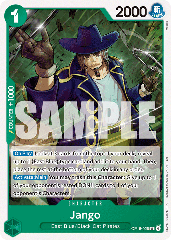 Jango OP15-026, the UC printing from OP-15 of the One Piece Card Game