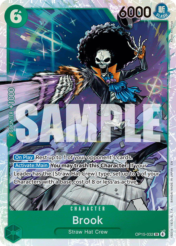Brook OP15-032, the SR printing from OP-15 of the One Piece Card Game