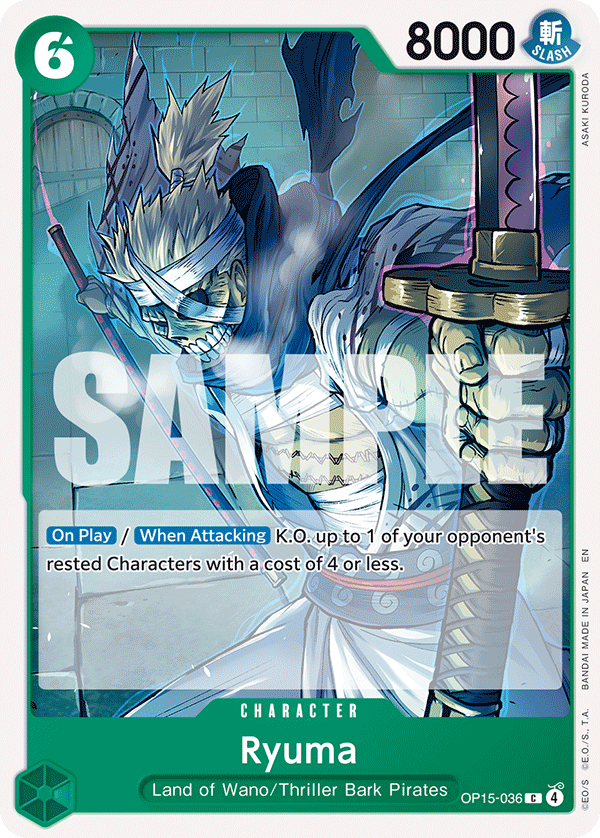 Ryuma OP15-036, the C printing from OP-15 of the One Piece Card Game
