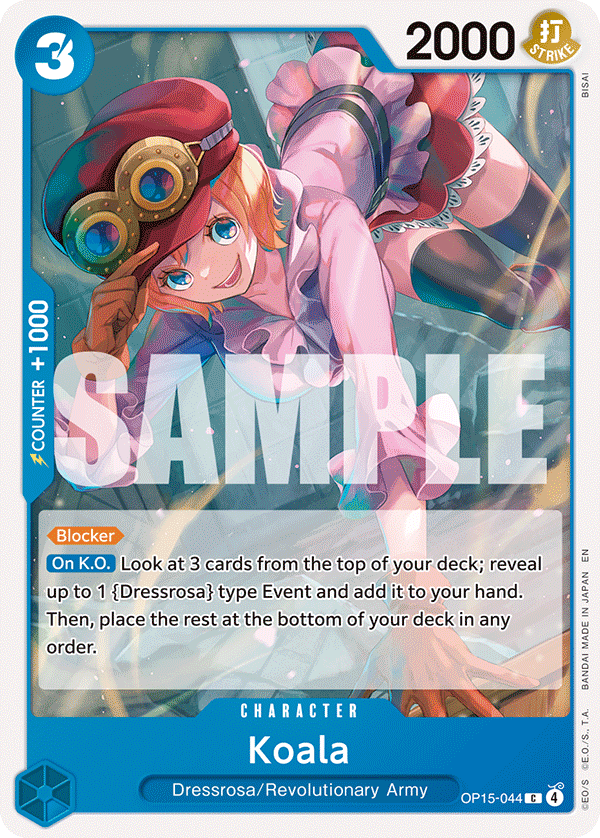 Koala OP15-044, the C printing from OP-15 of the One Piece Card Game