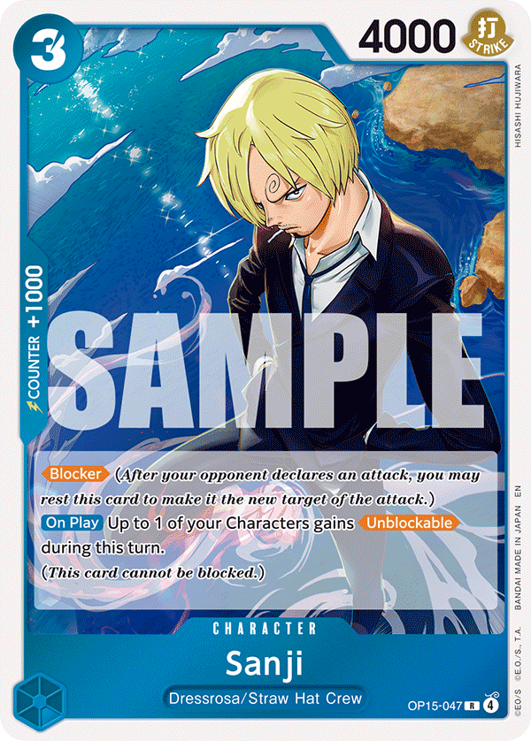 Sanji OP15-047, the R printing from OP-15 of the One Piece Card Game