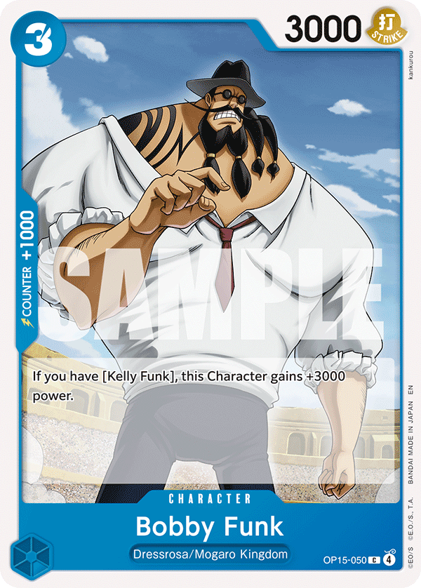 Bobby Funk OP15-050, the C printing from OP-15 of the One Piece Card Game