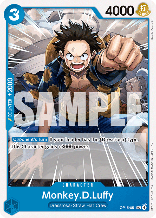 Monkey D. Luffy OP15-051, the UC printing from OP-15 of the One Piece Card Game