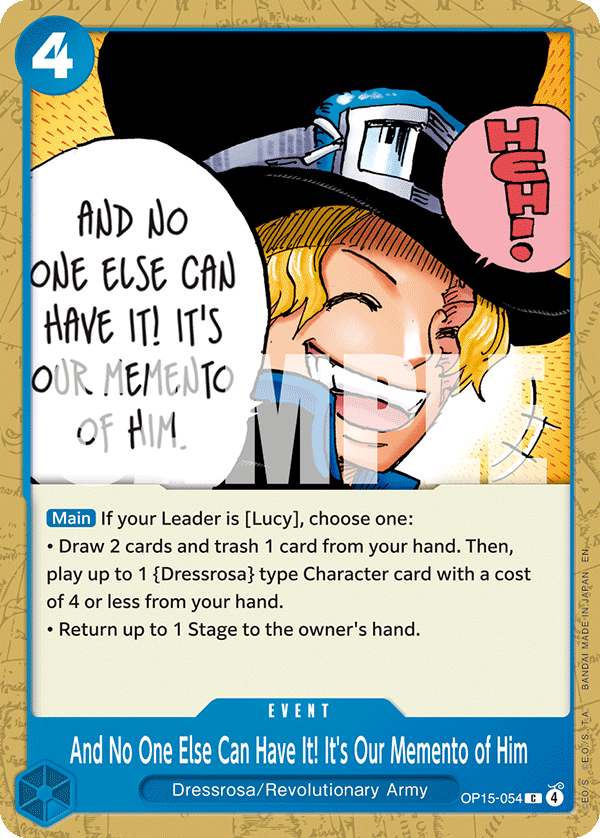 And No One Else Can Have It! It's Our Memento of Him OP15-054, the C printing from OP-15 of the One Piece Card Game