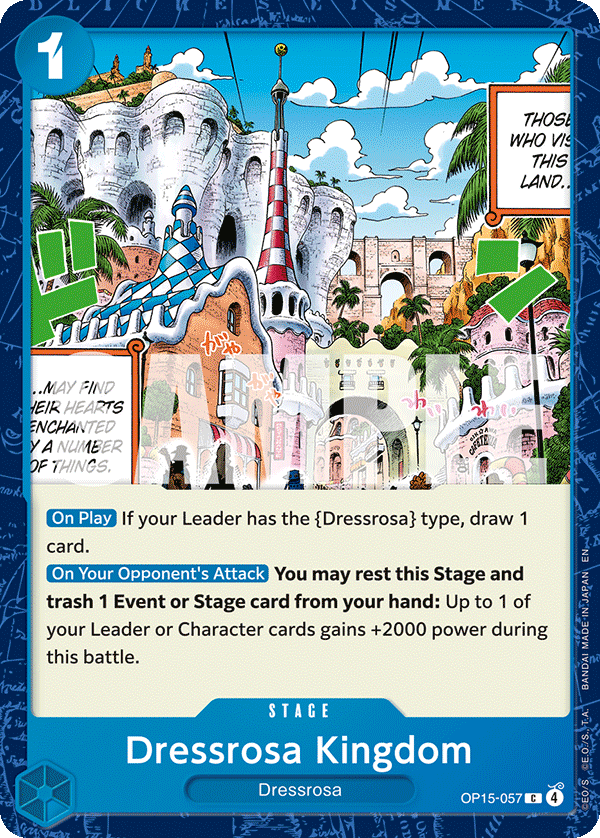Dressrosa Kingdom OP15-057, the C printing from OP-15 of the One Piece Card Game