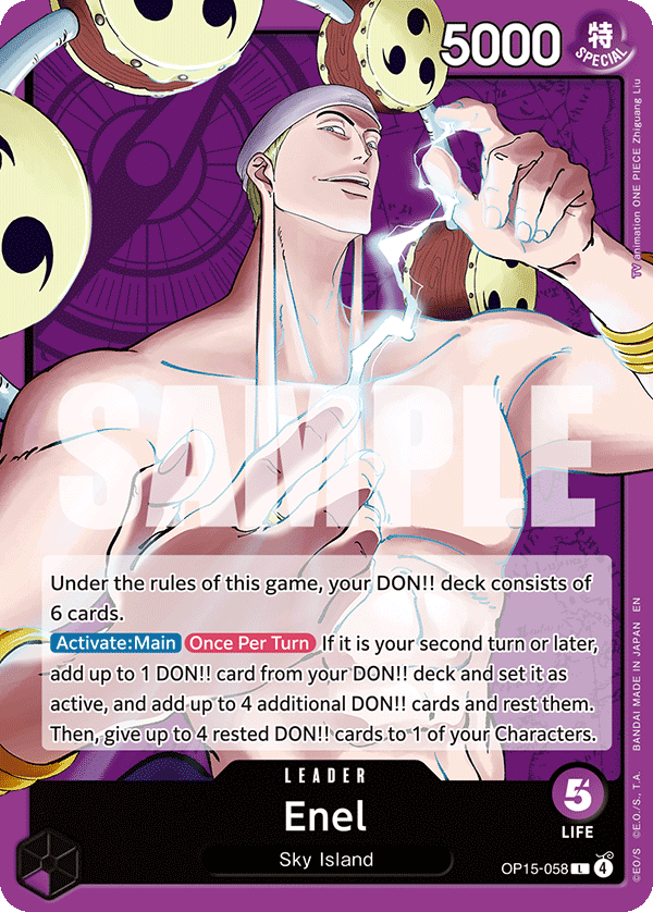 Enel OP15-058, the L printing from OP-15 of the One Piece Card Game