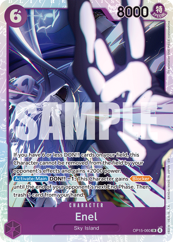 Enel OP15-060, the SR printing from OP-15 of the One Piece Card Game