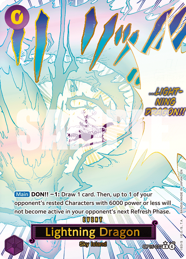 Lightning Dragon OP15-077, the R printing from OP-15 of the One Piece Card Game