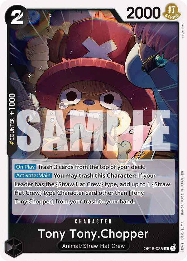 Tony Tony.Chopper OP15-085, the R printing from OP-15 of the One Piece Card Game