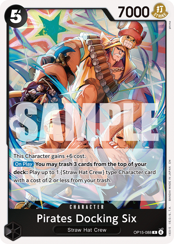 Pirates Docking Six OP15-088, the R printing from OP-15 of the One Piece Card Game