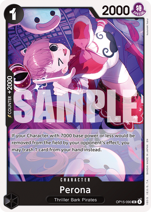 Perona OP15-090, the UC printing from OP-15 of the One Piece Card Game