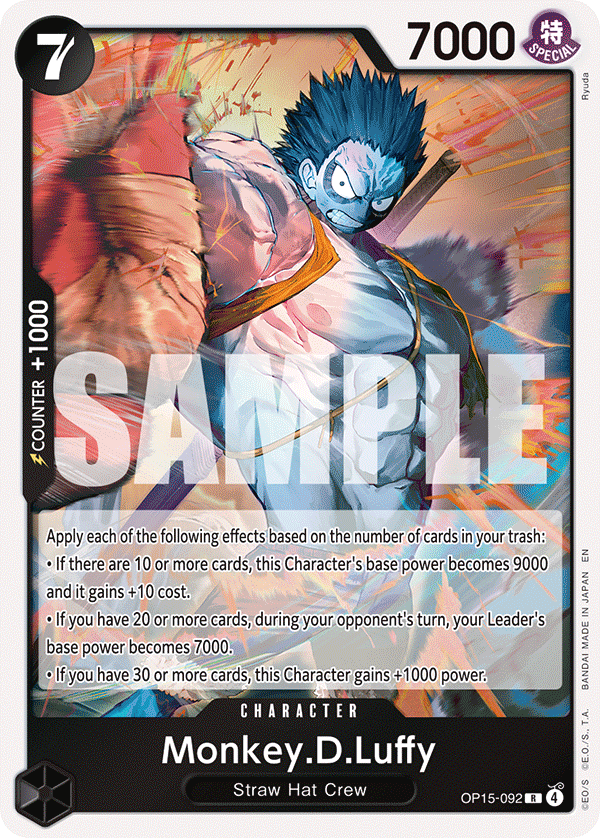 Monkey D. Luffy OP15-092, the R printing from OP-15 of the One Piece Card Game
