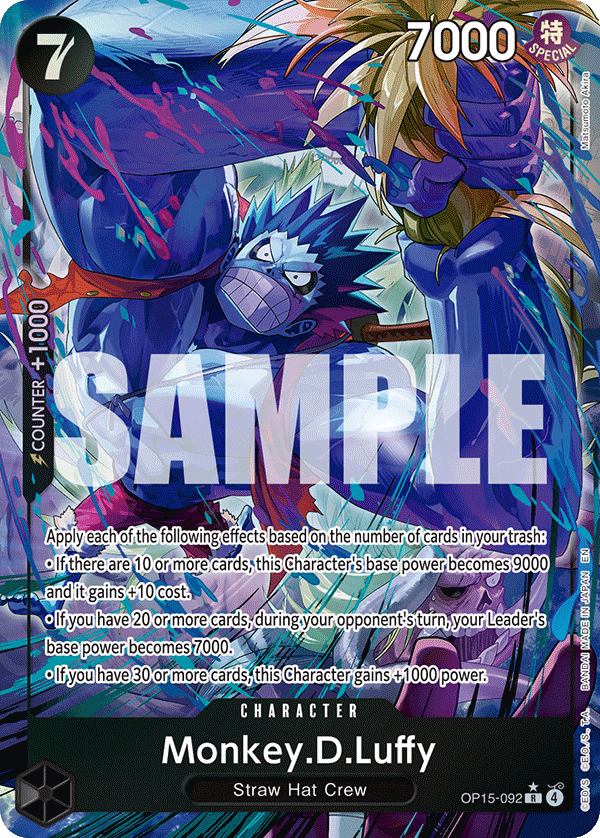 Monkey D. Luffy OP15-092, the R printing from OP-15 of the One Piece Card Game