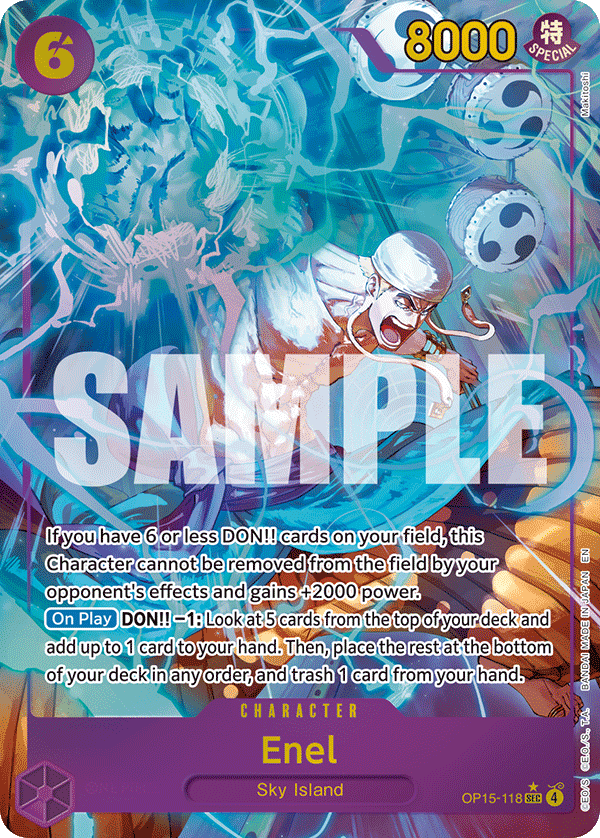 Enel (OP15-118) OP15-118, the SEC printing from OP-15 of the One Piece Card Game