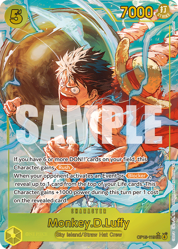 Monkey D. Luffy OP15-119, the SEC printing from OP-15 of the One Piece Card Game