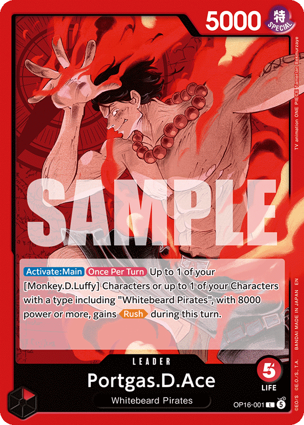 Portgas.D.Ace (001) OP16-001, the L printing from OP-16 of the One Piece Card Game
