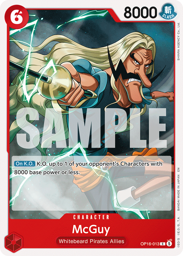 McGuy OP16-013, the C printing from OP-16 of the One Piece Card Game