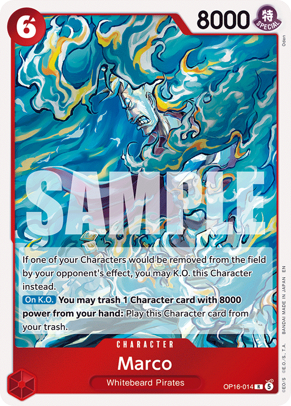 Marco OP16-014, the R printing from OP-16 of the One Piece Card Game