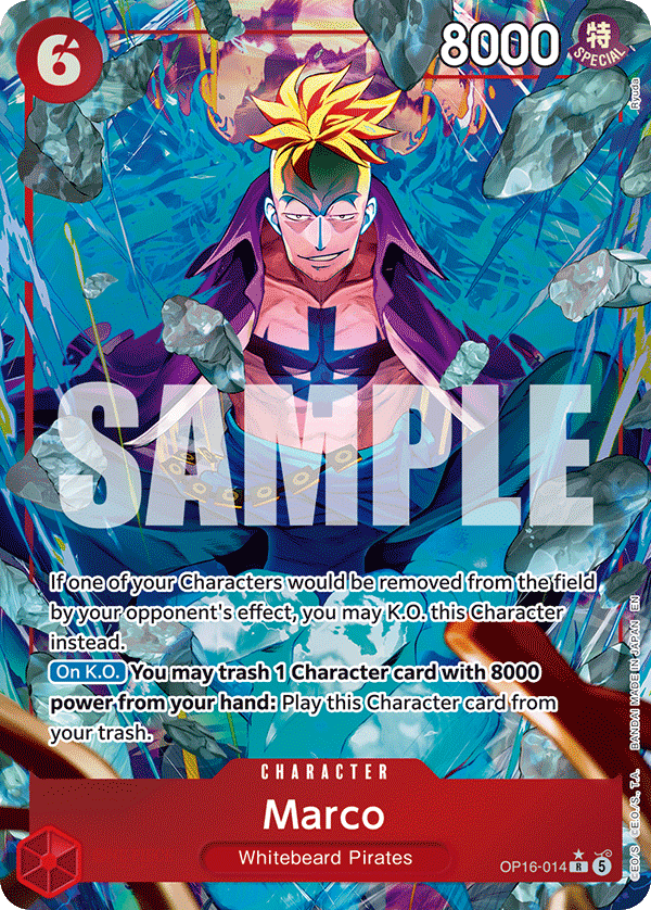Marco OP16-014, the R printing from OP-16 of the One Piece Card Game