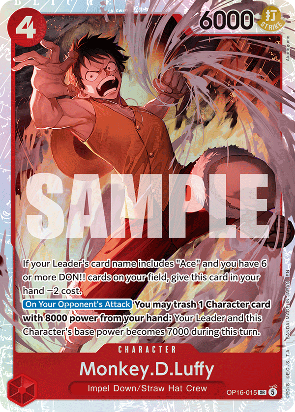 Monkey.D.Luffy OP16-015, the SR printing from OP-16 of the One Piece Card Game