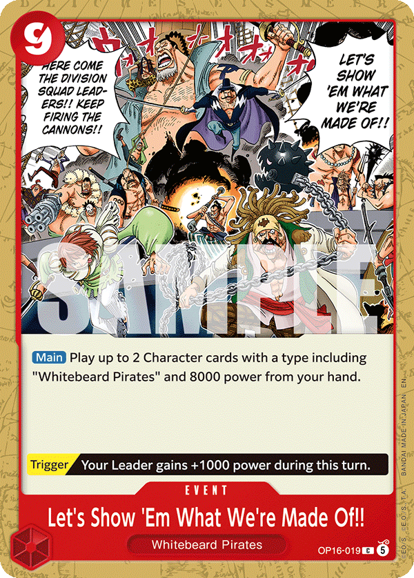 Let's Show 'Em What We're Made Of!! OP16-019, the C printing from OP-16 of the One Piece Card Game