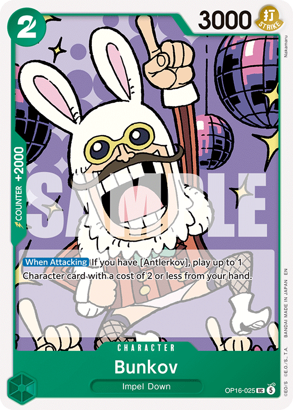 Bunkov OP16-025, the UC printing from OP-16 of the One Piece Card Game