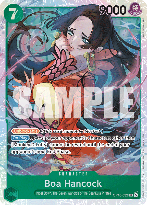 Boa Hancock OP16-032, the SR printing from OP-16 of the One Piece Card Game