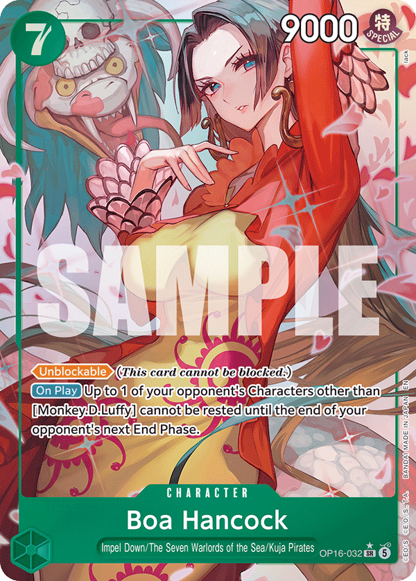 Boa Hancock OP16-032, the SR printing from OP-16 of the One Piece Card Game